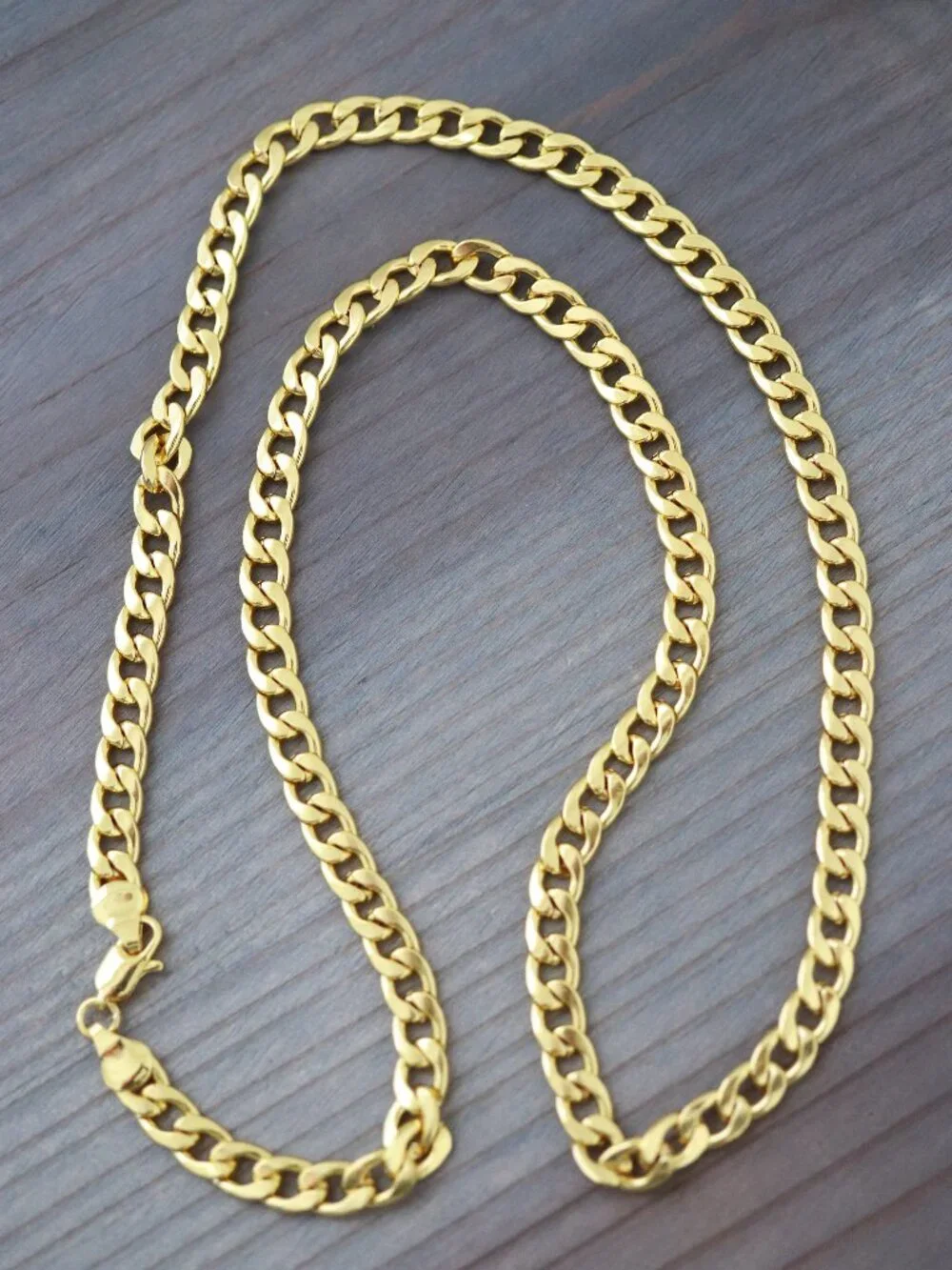 6mm 26inches Curb Cuban Chain Necklace 18k Gold Plated Stainless Steel